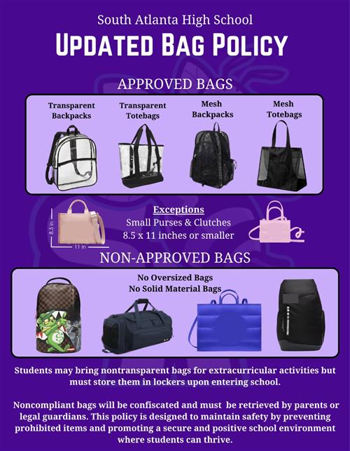 Pictures of approved and unapproved bags.